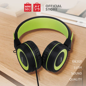 MINISO Headset Earphone Headphone Model Bando Over On Ear Full Bass Super Kabel Lipat Reduksi Kebisingan Audio Quality Portable Cewek Anak Pria Lucu Simple Original