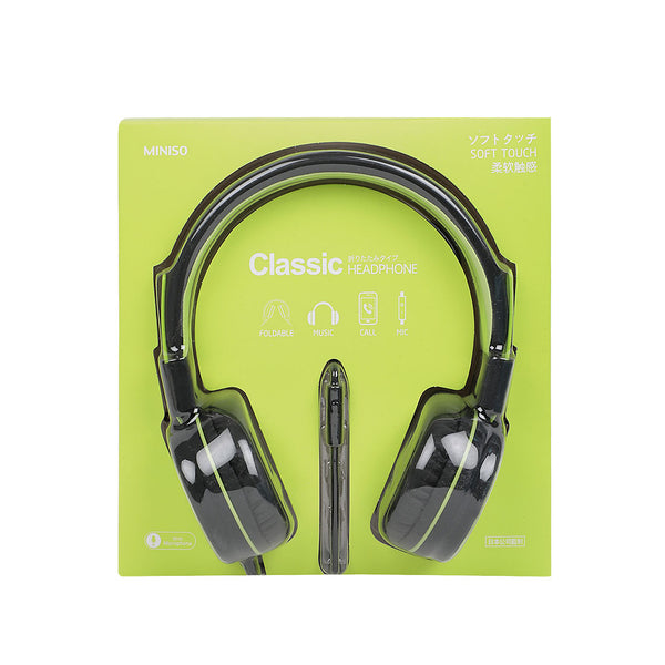MINISO Headset Earphone Headphone Model Bando Over On Ear Full Bass Super Kabel Lipat Reduksi Kebisingan Audio Quality Portable Cewek Anak Pria Lucu Simple Original