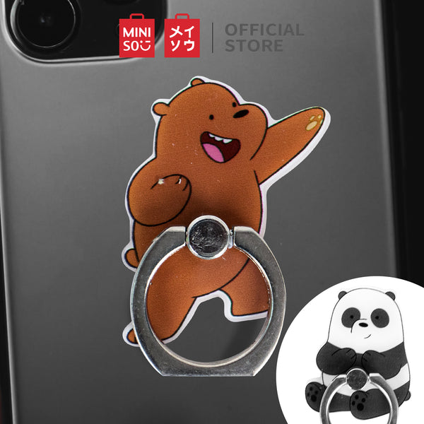 MINISO Smart Grip Ring Holder Phone Mobile Stand HP We Bare Bears 2 Pcs