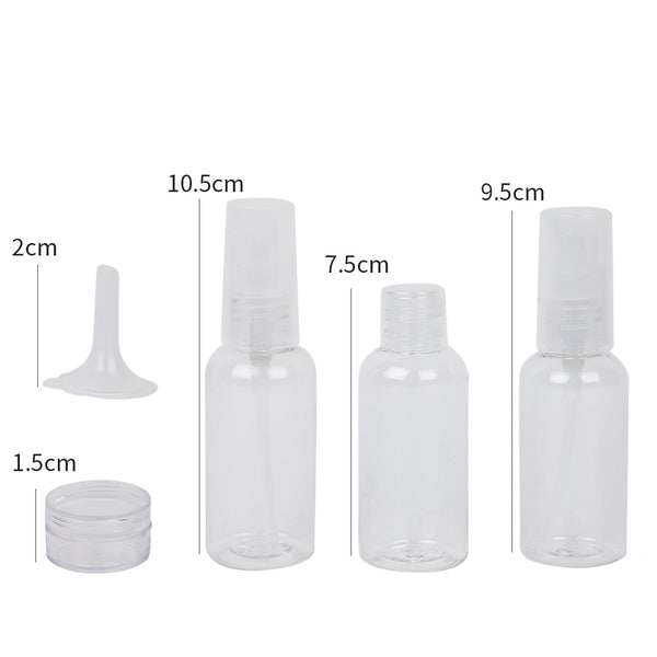 MINISO 8 Pcs Botol Spray Semprot Kosong Transparan Travel Bottle Kit Plastik Organizer Toner Parfum Kirm Lotion