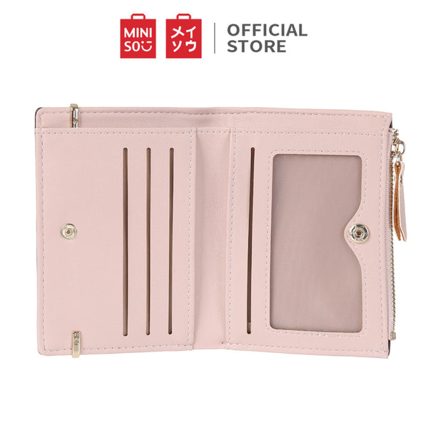 MINISO Dompet Wanita Kecil Lipat Pendek Tas Tempat Kartu Dan Uang Kecil Mini Wallet Organizer Anak Perempuan Cewek Zipper Resleting Kulit PU Sintetis Terbaru Import Lucu Polos Simple Kasual Minimalis Dasar
