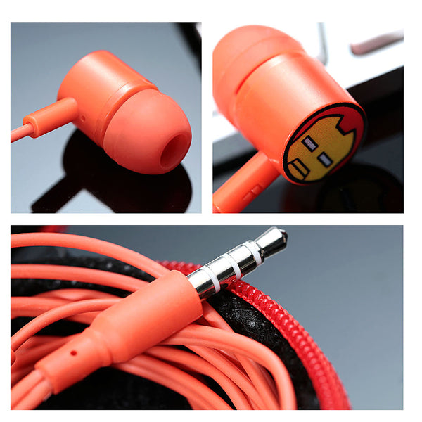 MINISO Marvel Earphone In Ear / Earbud / Headset / Headphone Hp Lucu Kabel Gaming Android Warna Stereo Noise Cancelling With Mic Mikrofon Jawab Akhiri Panggilan Bass Dengan Tempat Tas Earphone