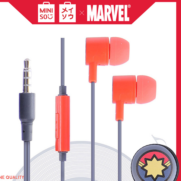 MINISO Marvel Earphone In Ear / Earbud / Headset / Headphone Hp Lucu Kabel Gaming Android Warna Stereo Noise Cancelling With Mic Mikrofon Jawab Akhiri Panggilan Bass Dengan Tempat Tas Earphone