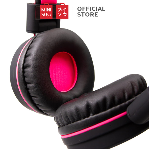 MINISO Headset Earphone Headphone Model Bando Over On Ear Full Bass Super Kabel Lipat Reduksi Kebisingan Audio Quality Portable Cewek Anak Pria Lucu Simple Original