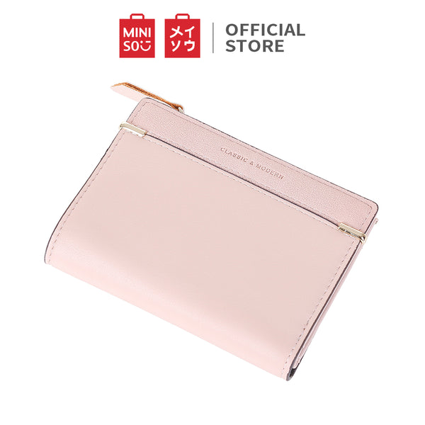 MINISO Dompet Wanita Kecil Lipat Pendek Tas Tempat Kartu Dan Uang Kecil Mini Wallet Organizer Anak Perempuan Cewek Zipper Resleting Kulit PU Sintetis Terbaru Import Lucu Polos Simple Kasual Minimalis Dasar