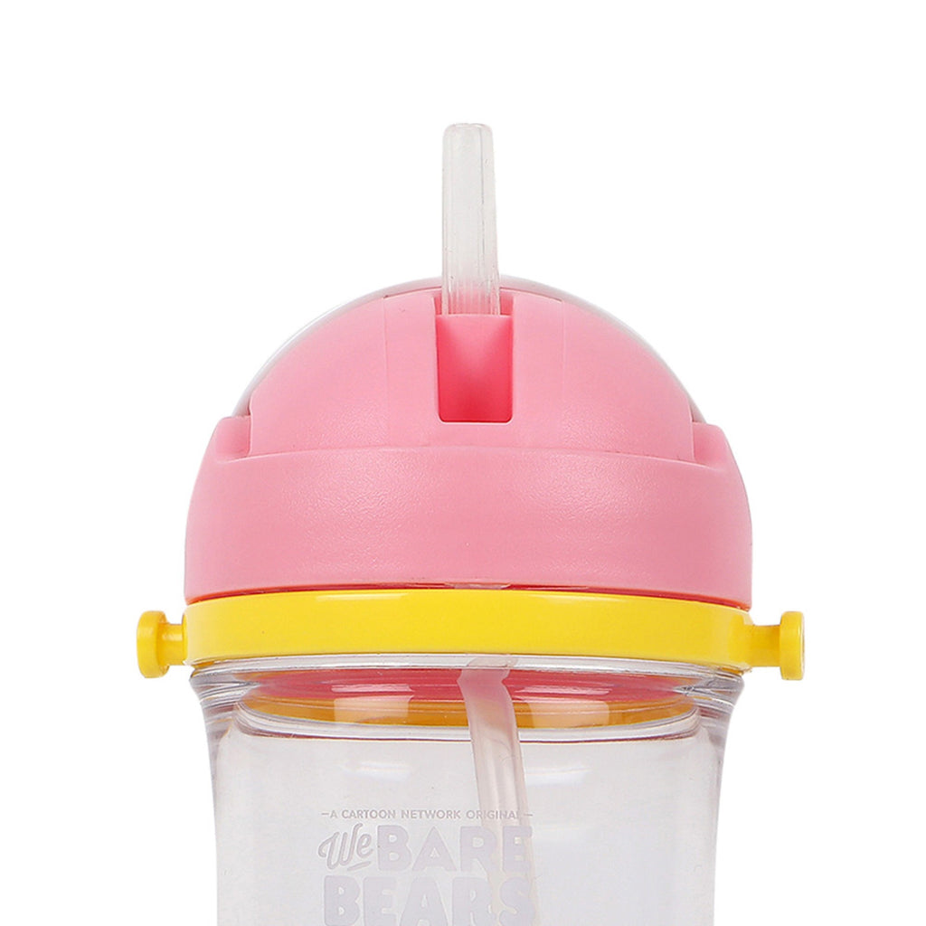 MINISO Botol Minum Air Plastik Sedotan We Bare Bears Lucu Anak 400ml