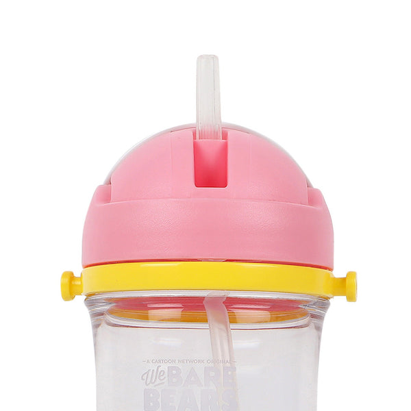 MINISO Botol Minum Air Plastik Sedotan We Bare Bears Lucu Anak 400ml