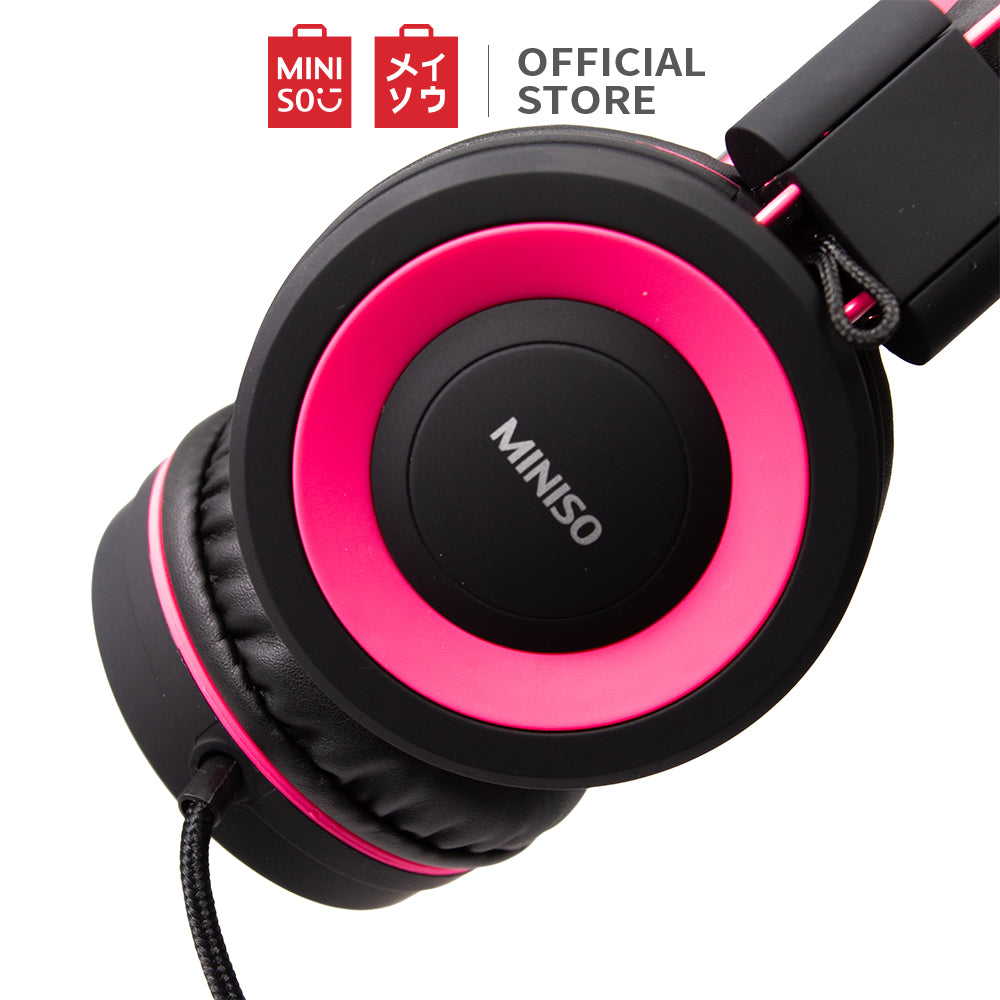 MINISO Headset Earphone Headphone Model Bando Over On Ear Full Bass Super Kabel Lipat Reduksi Kebisingan Audio Quality Portable Cewek Anak Pria Lucu Simple Original