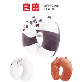 MINISO We Bare Bears Bantal Leher Tidur Bantal Sandar Kepala Bentuk V Travel Neck Pillow