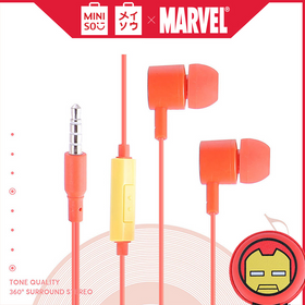 MINISO Marvel Earphone In Ear / Earbud / Headset / Headphone Hp Lucu Kabel Gaming Android Warna Stereo Noise Cancelling With Mic Mikrofon Jawab Akhiri Panggilan Bass Dengan Tempat Tas Earphone