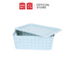 MINISO Ember Penyimpanan Kecil Multifungsi Dengan Tutup  Abu-abu Tua / Biru