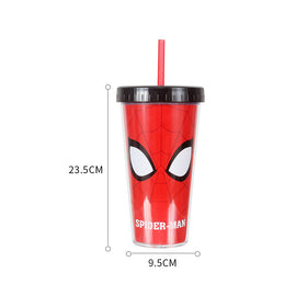 MINISO Marvel Botol Minum Tempat Air Minum Sedotan Straw 420ml Gelas Water Bottle Tumbler Tumblr Wadah Penyimpanan Anak Perempuan Laki Sekolah Travel Sport Olahraga Plastik Transparan Lucu Karakter Motif Kartun Premium Portable Ringan