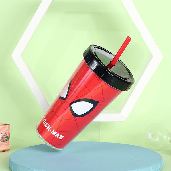 MINISO Marvel Botol Minum Tempat Air Minum Sedotan Straw 420ml Gelas Water Bottle Tumbler Tumblr Wadah Penyimpanan Anak Perempuan Laki Sekolah Travel Sport Olahraga Plastik Transparan Lucu Karakter Motif Kartun Premium Portable Ringan