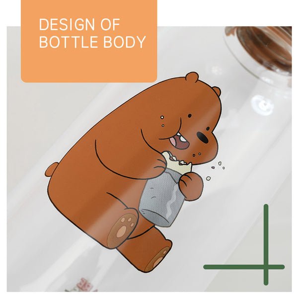 MINISO We Bare Bears Botol Minum Air Kaca Borosilikat Tinggi 600ml