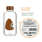 MINISO We Bare Bears Botol Minum Air Kaca Borosilikat Tinggi 600ml
