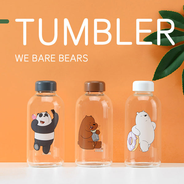 MINISO We Bare Bears Botol Minum Air Kaca Borosilikat Tinggi 600ml