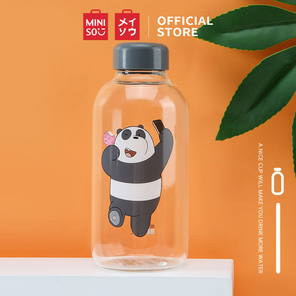 MINISO We Bare Bears Botol Minum Air Kaca Borosilikat Tinggi 600ml
