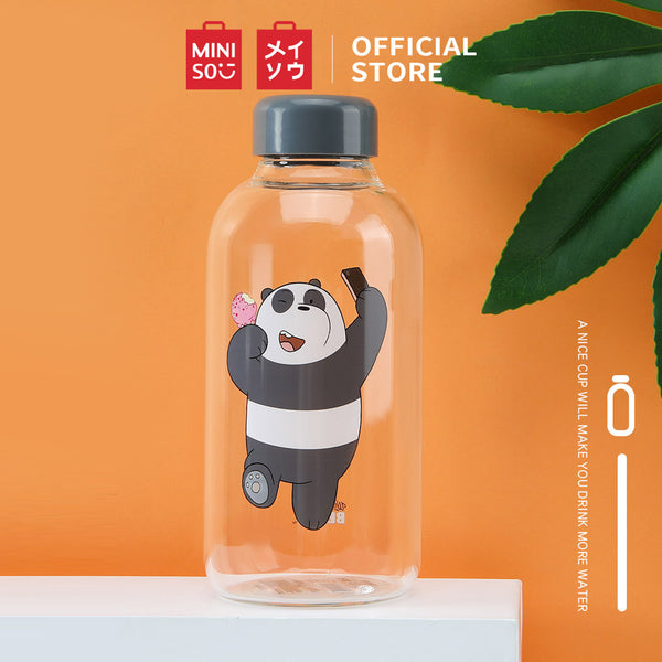 MINISO We Bare Bears Botol Minum Air Kaca Borosilikat Tinggi 600ml