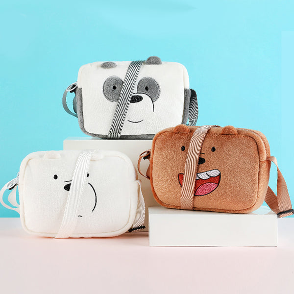 MINISO Tas Selempang We Bare Bears Wanita Sling Bag Crossbody Bag Plush Lembut