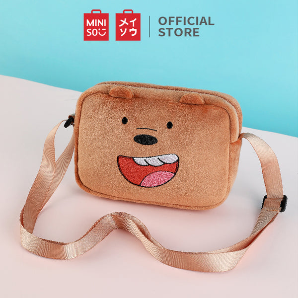 MINISO Tas Selempang We Bare Bears Wanita Sling Bag Crossbody Bag Plush Lembut