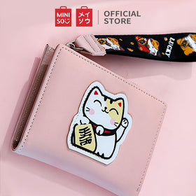 MINISO Dompet Lipat Pendek Two-Fold Kecil Wanita  Ritsleting Kucing