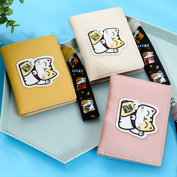 MINISO Dompet Lipat Pendek Two-Fold Kecil Wanita  Ritsleting Kucing