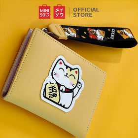 MINISO Dompet Lipat Pendek Two-Fold Kecil Wanita  Ritsleting Kucing
