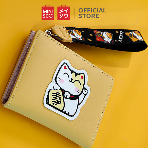 MINISO Dompet Lipat Pendek Two-Fold Kecil Wanita  Ritsleting Kucing