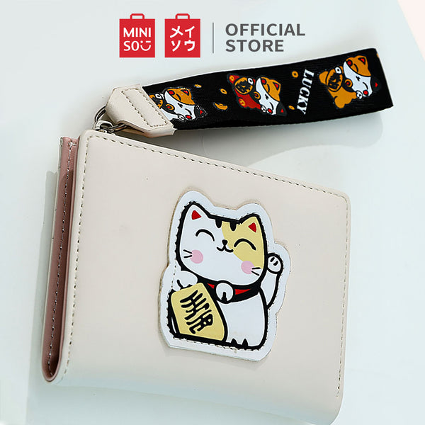 MINISO Dompet Lipat Pendek Two-Fold Kecil Wanita  Ritsleting Kucing