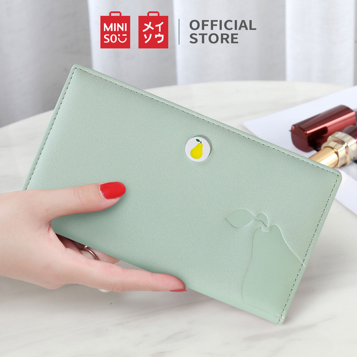 MINISO Dompet Lipat Pendek Kecil Two-Fold Wanita Cewek Motif Buah