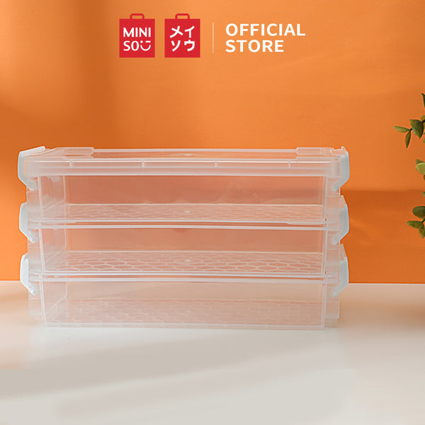 MINISO Kotak Penyimpanan 3 Two-layer Lapis Storage Box Serbaguna Multifungsi Transparan Plastik Premium Dengan Lock Kunci