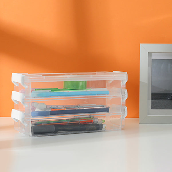 MINISO Kotak Penyimpanan 3 Two-layer Lapis Storage Box Serbaguna Multifungsi Transparan Plastik Premium Dengan Lock Kunci