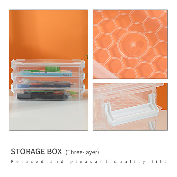 MINISO Kotak Penyimpanan 3 Two-layer Lapis Storage Box Serbaguna Multifungsi Transparan Plastik Premium Dengan Lock Kunci