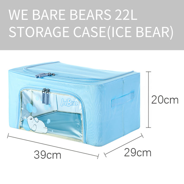 MINISO We Bare Bears Rak Box Kain Serbaguna Storage Kain Ritsleting 22L