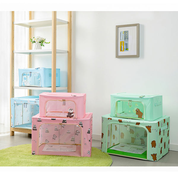 MINISO We Bare Bears Rak Box Kain Serbaguna Storage Kain Ritsleting 22L
