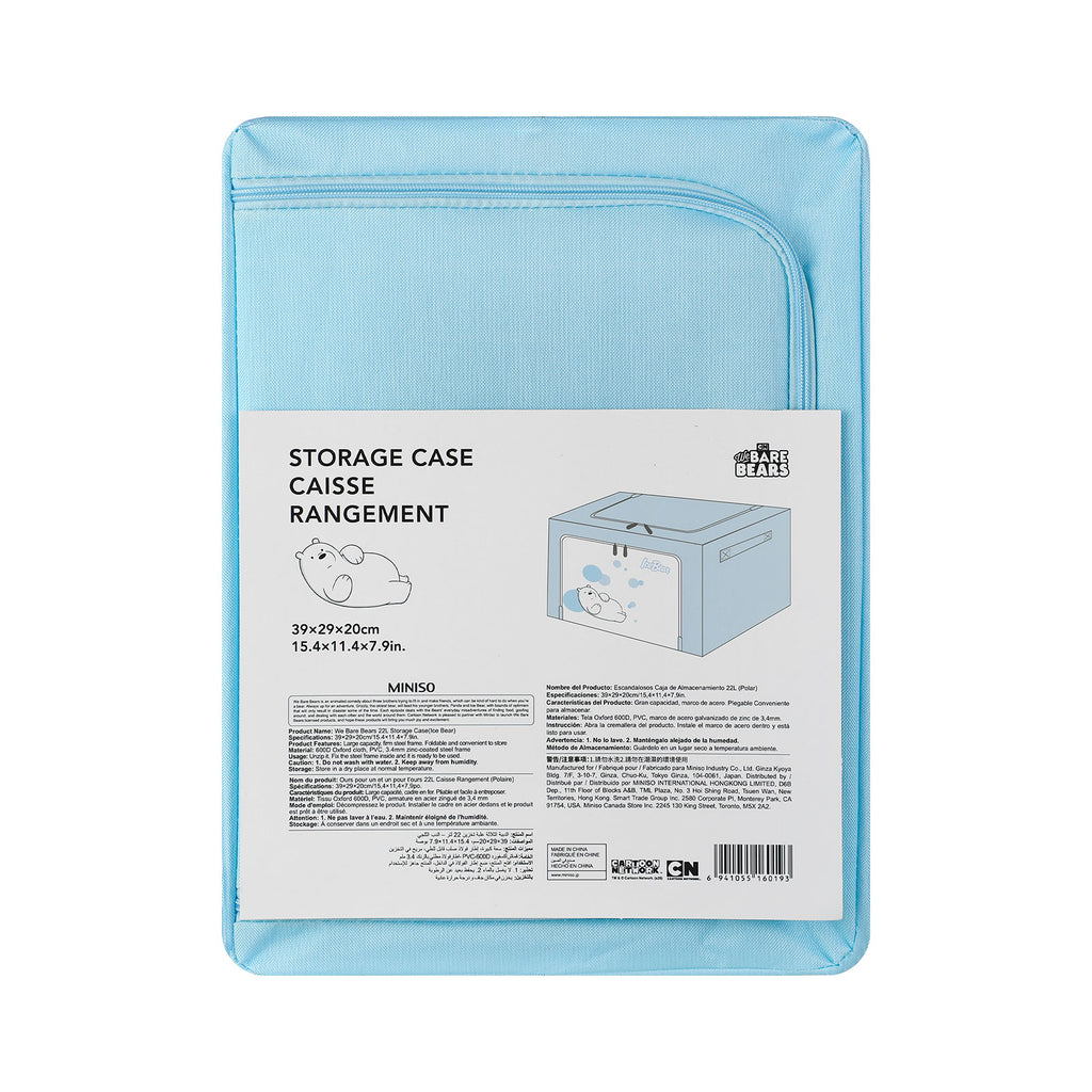 MINISO We Bare Bears Rak Box Kain Serbaguna Storage Kain Ritsleting 22L