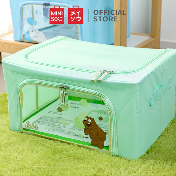 MINISO We Bare Bears Rak Box Kain Serbaguna Storage Kain Ritsleting 22L
