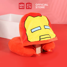 MINISO X MARVEL Bantal Leher Berbentuk U dengan Bantal Perjalanan Topi
