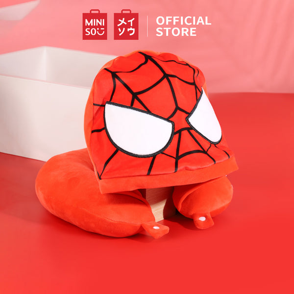 MINISO X MARVEL Bantal Leher Berbentuk U dengan Bantal Perjalanan Topi