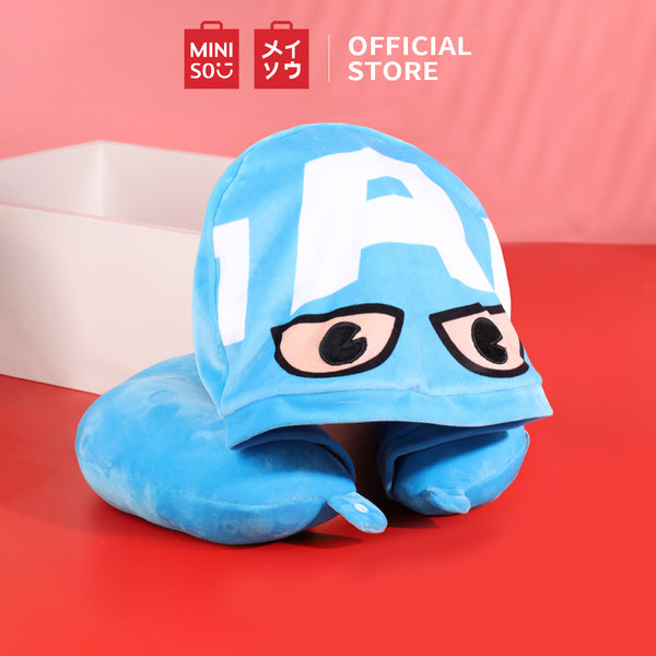 MINISO X MARVEL Bantal Leher Berbentuk U dengan Bantal Perjalanan Topi