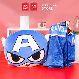 MINISO X Marvel Bantal Sofa Kursi Selimut 2 in 1 Lipat  Cushion Blanket 36x36cm Serbaguna Mobil Kantor Rumah Multifungsi Karakter Lembut Halus Empuk Spider-man Captain America