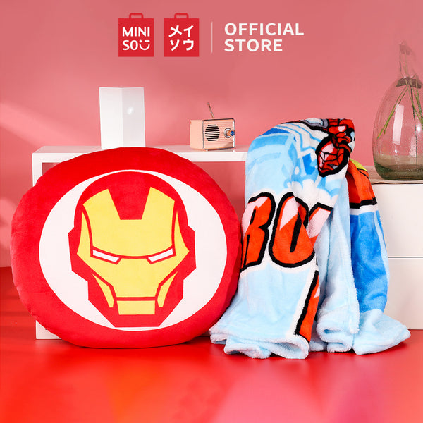 MINISO X Marvel Bantal Sofa Kursi Selimut 2 in 1 Lipat  Cushion Blanket 36x36cm Serbaguna Mobil Kantor Rumah Multifungsi Karakter Lembut Halus Empuk Spider-man Captain America