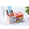 MINISO Rak Kosmetik Kotak Penyimpanan Serbaguna Tempat Makeup Cosmetic Organizer Alat Tulis Storage Plastik Multifungsi Meja 2 Laci