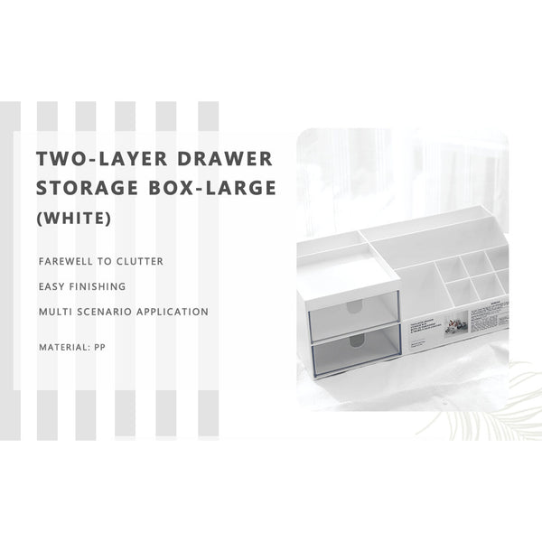 MINISO Rak Kosmetik Kotak Penyimpanan Makeup Cosmetic Tempat Lipstik Organizer Storage Plastik Multifungsi Meja Besar 2 Laci