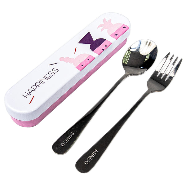 MINISO Boneka Inggris Stainless Steel Set Alat Makan Sendok+Garpu Anak Peralatan Makan