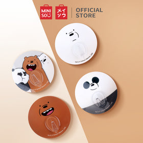 MINISO We Bare Bears Set Gantungan Kait Transparan Dinding yang Kuat Dengan Perekat Tahan Air