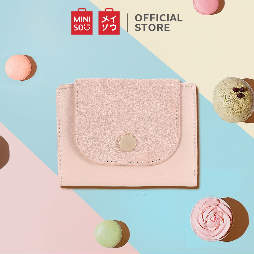 MINISO Dompet Wanita Pendek Kecil Lipat Buram Simple Korea Kasual