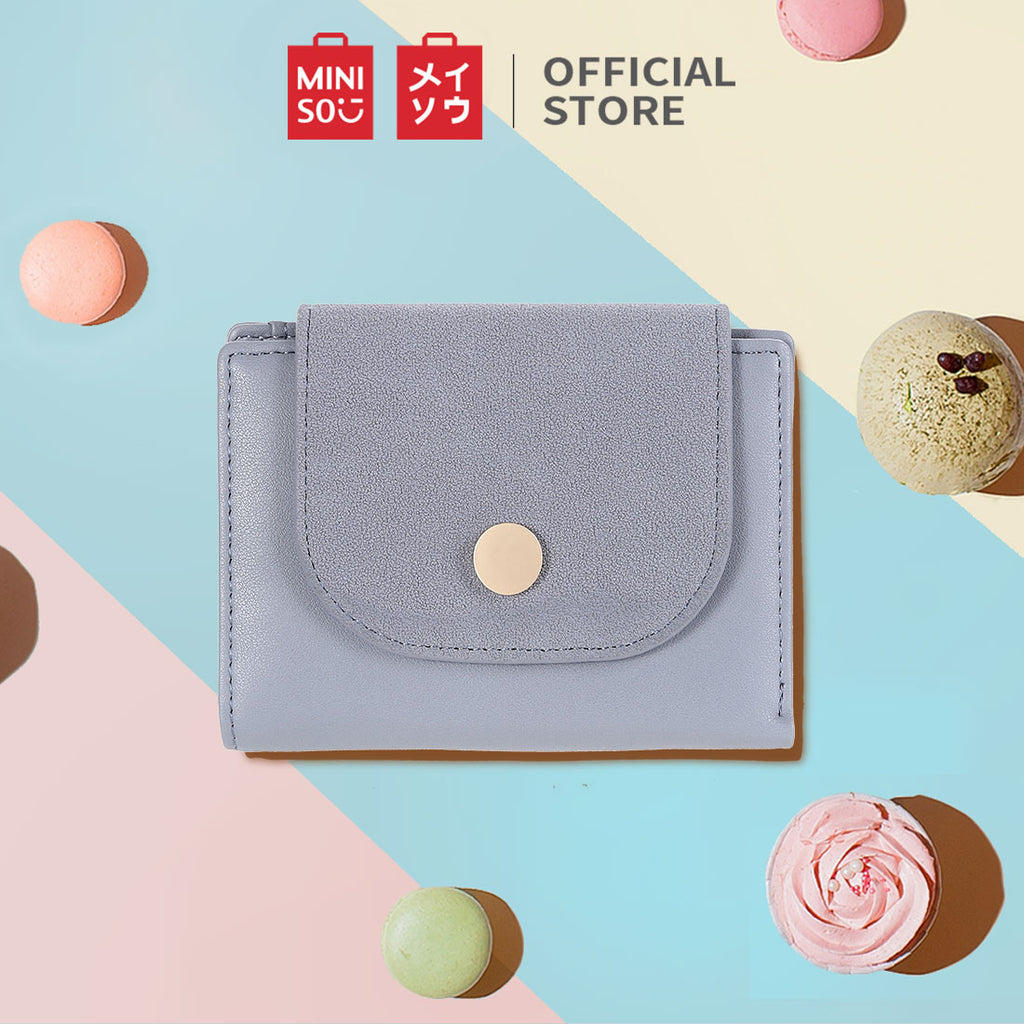 MINISO Dompet Wanita Pendek Kecil Lipat Buram Simple Korea Kasual