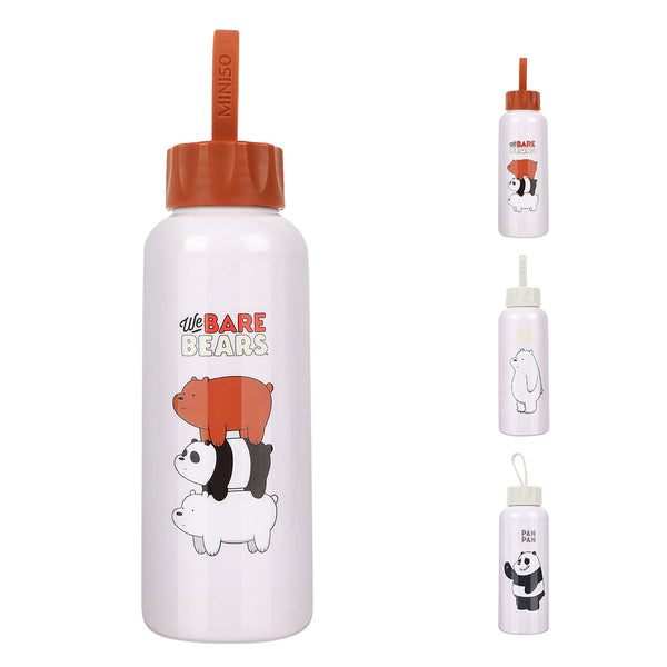 MINISO X We Bare Bears Botol Minum Air Kaca Karakter Lucu Gelas Bottle 300ml