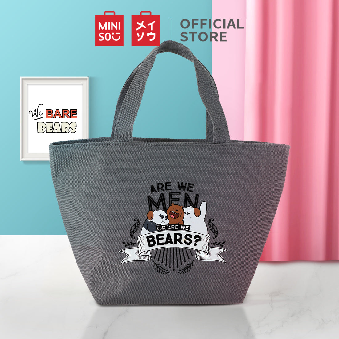 MINISO We Bare Bears Tas Kotak Makan Siang Tempat Penyimpanan Bento